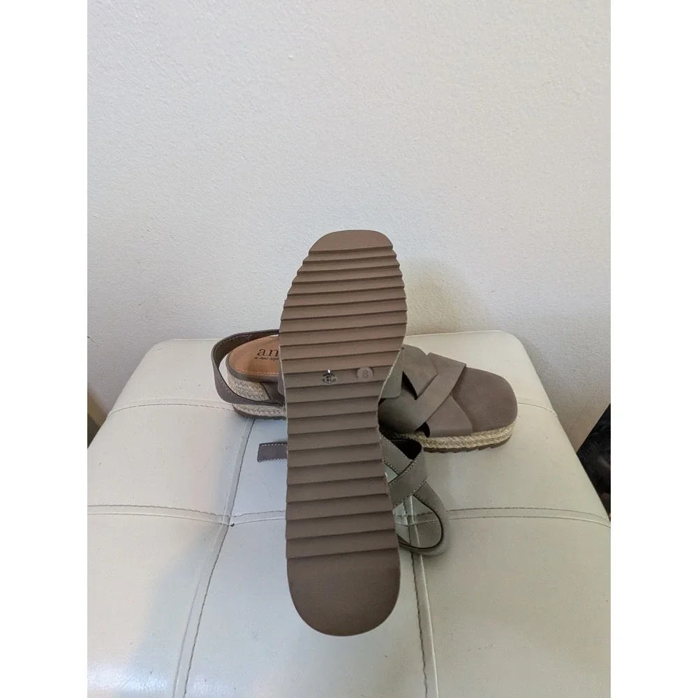 a.n.a‎ a new approach Taupe Faux Suede Espadrille Platform Wedge Sandals Mens 8